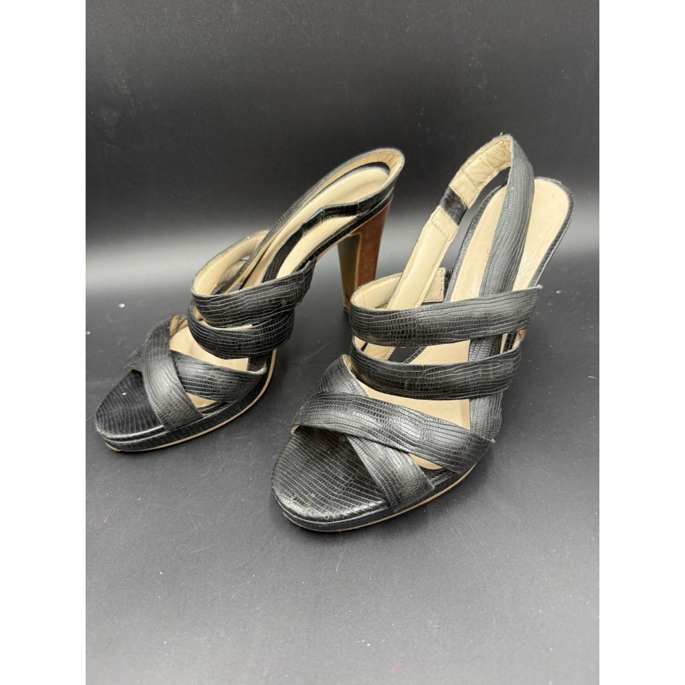 Talbots Black Slingback Heel Pumps Natural Womens Size 7.5